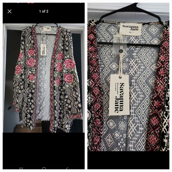 Savanna Jane Sweaters - Savanna Jane Black and Pink Floral Cardigan